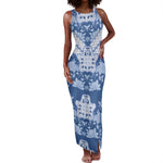 Indonesia Javanese Batik Nelson Mandela Madiba Blue Tank Maxi Dress - African Pride