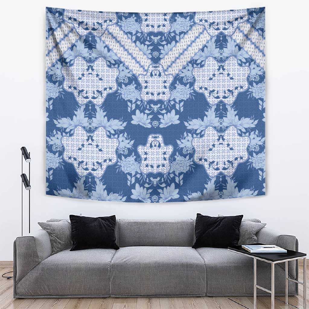 Indonesia Javanese Batik Nelson Mandela Madiba Blue Tapestry - African Pride