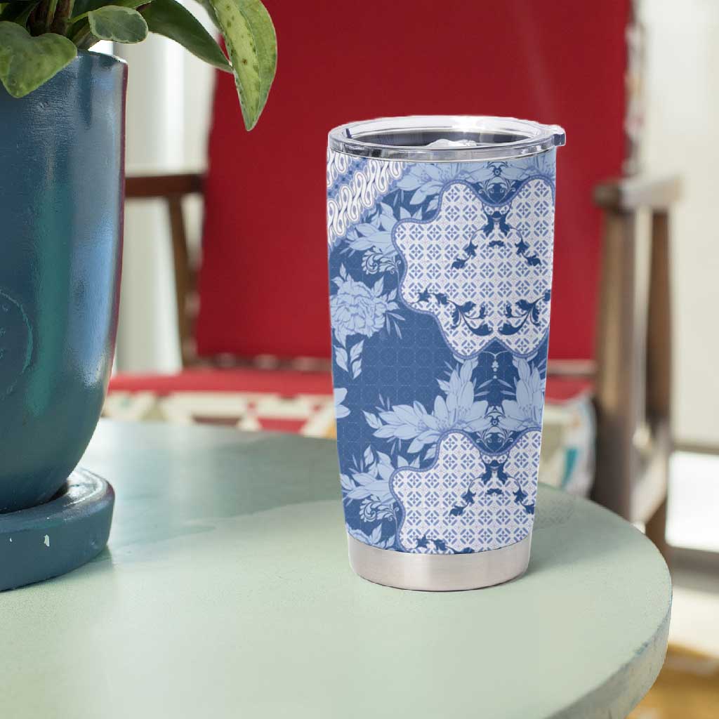 Indonesia Javanese Batik Nelson Mandela Madiba Blue Tumbler Cup LT15