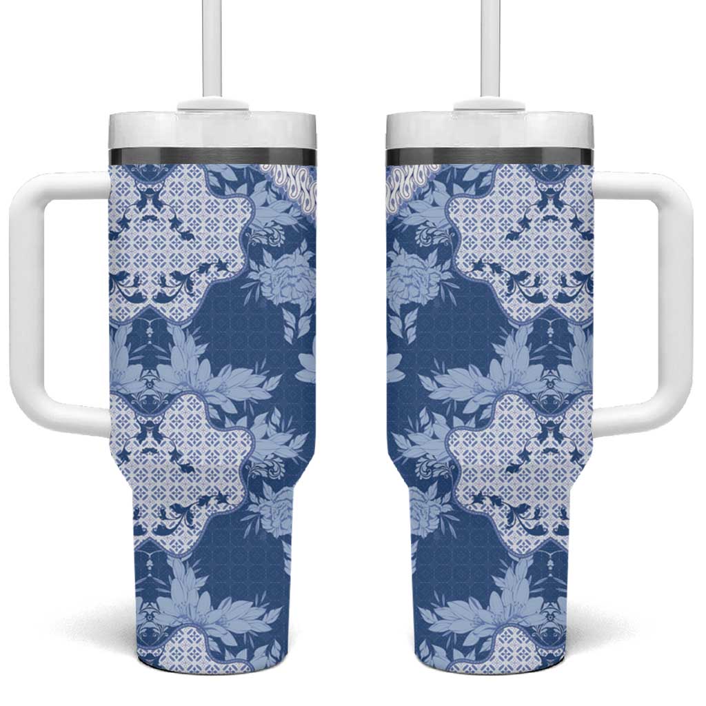 Indonesia Javanese Batik Nelson Mandela Madiba Blue Tumbler With Handle LT15