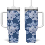 Indonesia Javanese Batik Nelson Mandela Madiba Blue Tumbler With Handle LT15