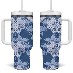 Indonesia Javanese Batik Nelson Mandela Madiba Blue Tumbler With Handle LT15