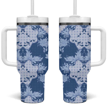 Indonesia Javanese Batik Nelson Mandela Madiba Blue Tumbler With Handle LT15