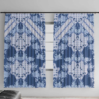 Indonesia Javanese Batik Nelson Mandela Madiba Blue Window Curtain - African Pride