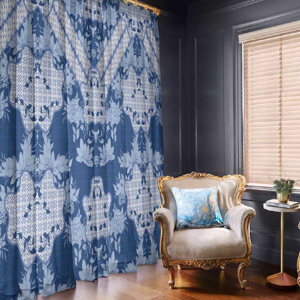 Indonesia Javanese Batik Nelson Mandela Madiba Blue Window Curtain - African Pride