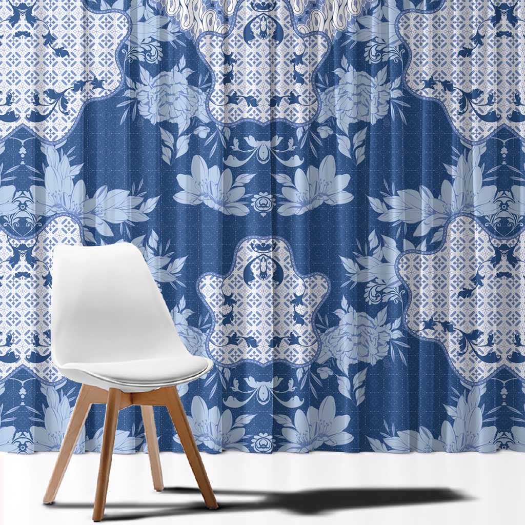 Indonesia Javanese Batik Nelson Mandela Madiba Blue Window Curtain - African Pride