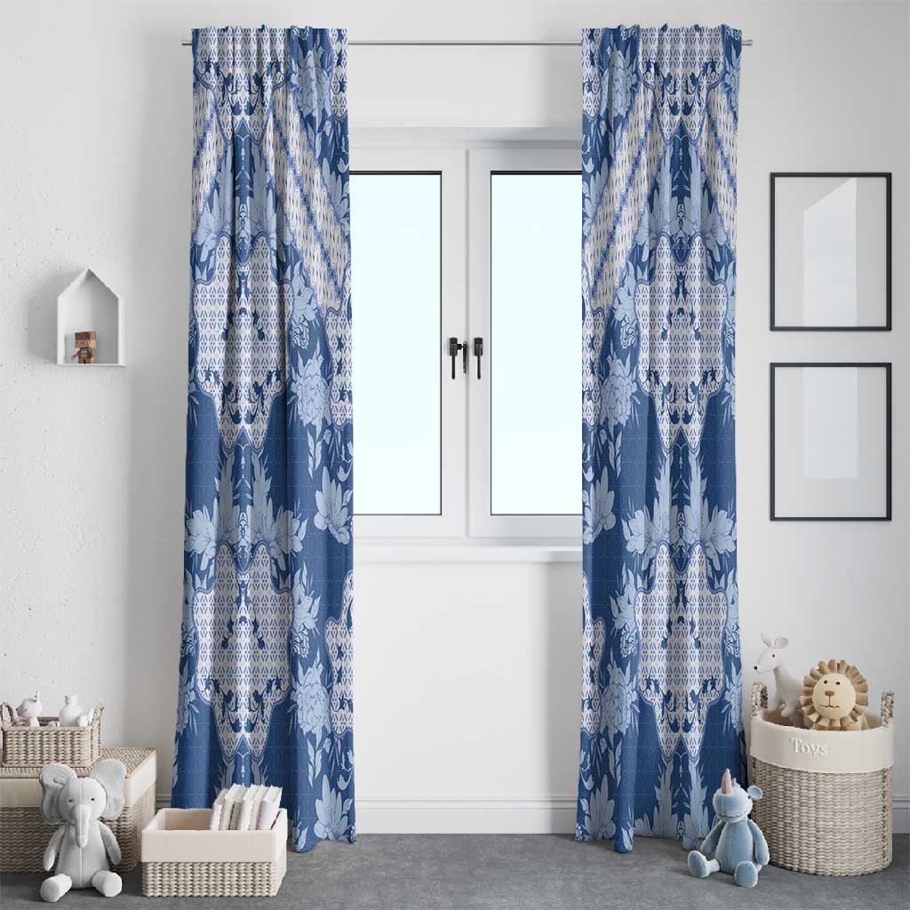 Indonesia Javanese Batik Nelson Mandela Madiba Blue Window Curtain - African Pride