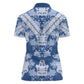 Indonesia Javanese Batik Nelson Mandela Madiba Blue Women Polo Shirt - African Pride