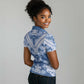 Indonesia Javanese Batik Nelson Mandela Madiba Blue Women Polo Shirt - African Pride