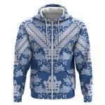 Indonesia Javanese Batik Nelson Mandela Madiba Blue Zip Hoodie - African Pride