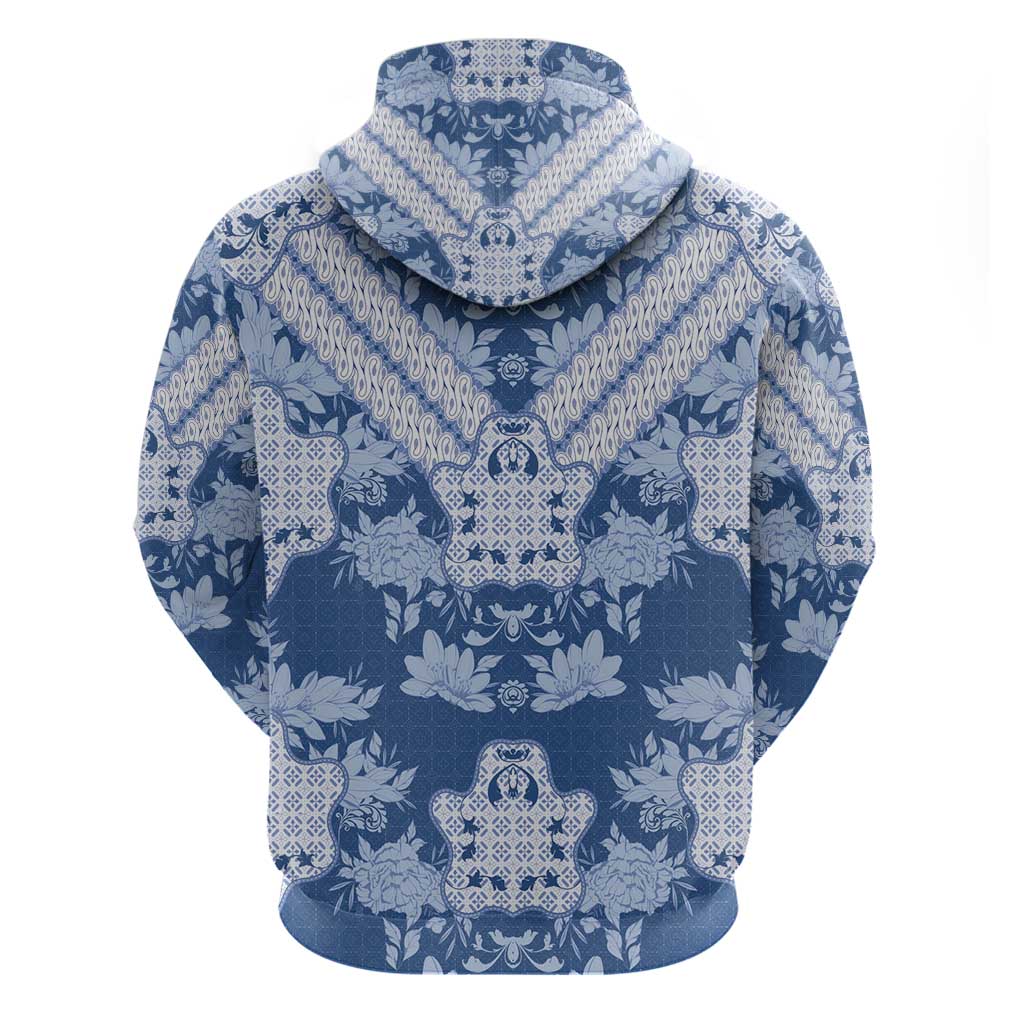 Indonesia Javanese Batik Nelson Mandela Madiba Blue Zip Hoodie - African Pride
