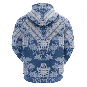Indonesia Javanese Batik Nelson Mandela Madiba Blue Zip Hoodie - African Pride