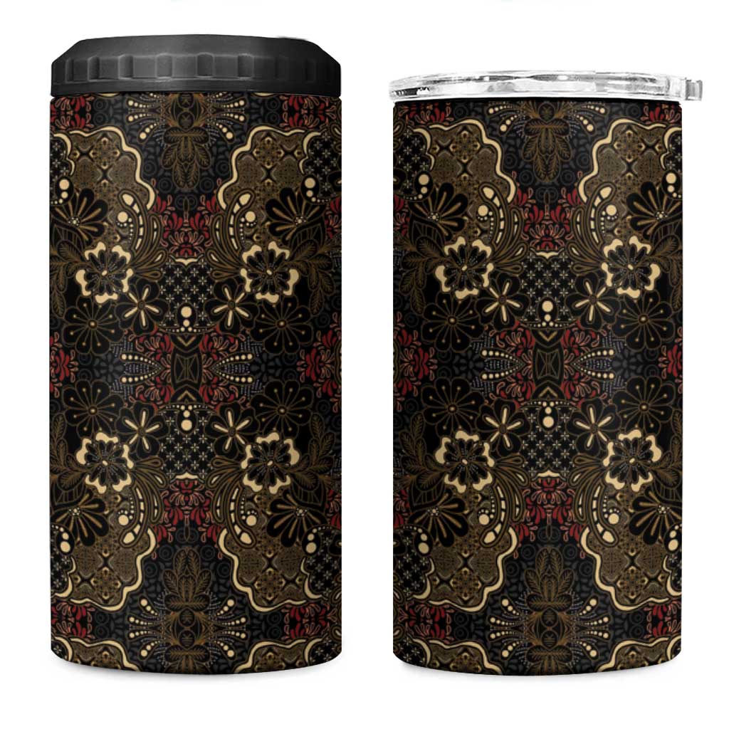 Indonesia Javanese Batik Nelson Mandela Madiba Vintage Style 4 in 1 Can Cooler Tumbler LT15