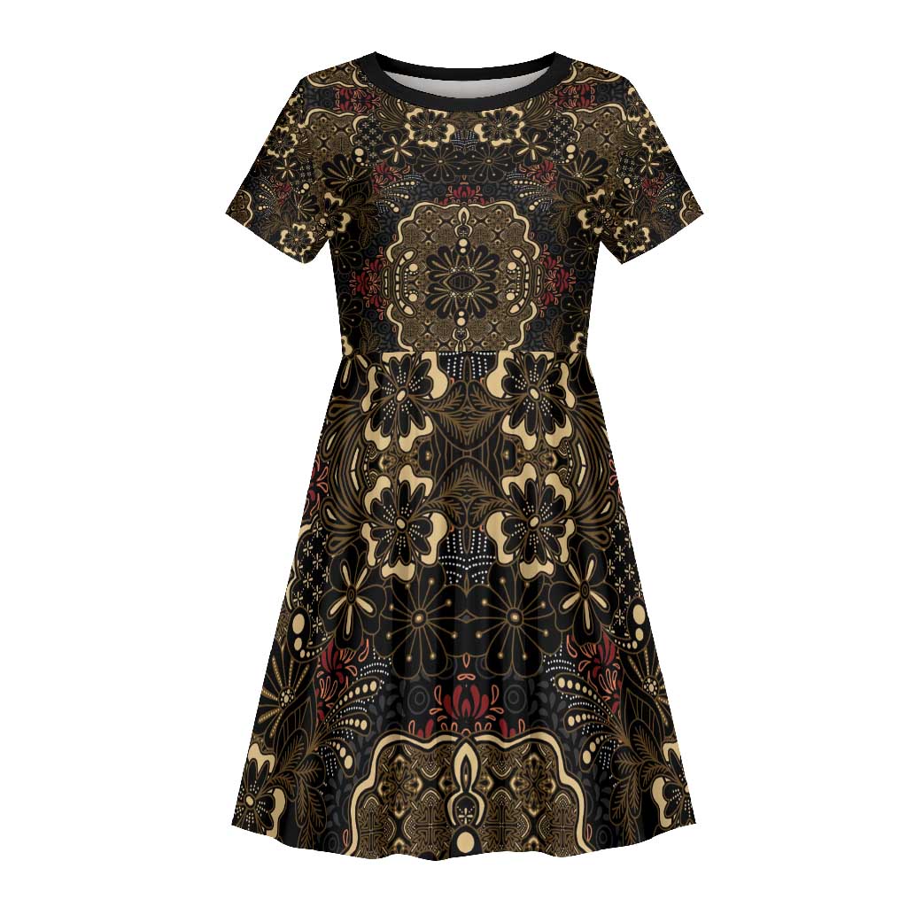 Indonesia Javanese Batik Nelson Mandela Madiba Vintage Style Kid Short Sleeve Dress - African Pride