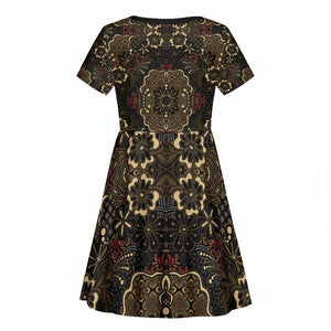 Indonesia Javanese Batik Nelson Mandela Madiba Vintage Style Kid Short Sleeve Dress - African Pride