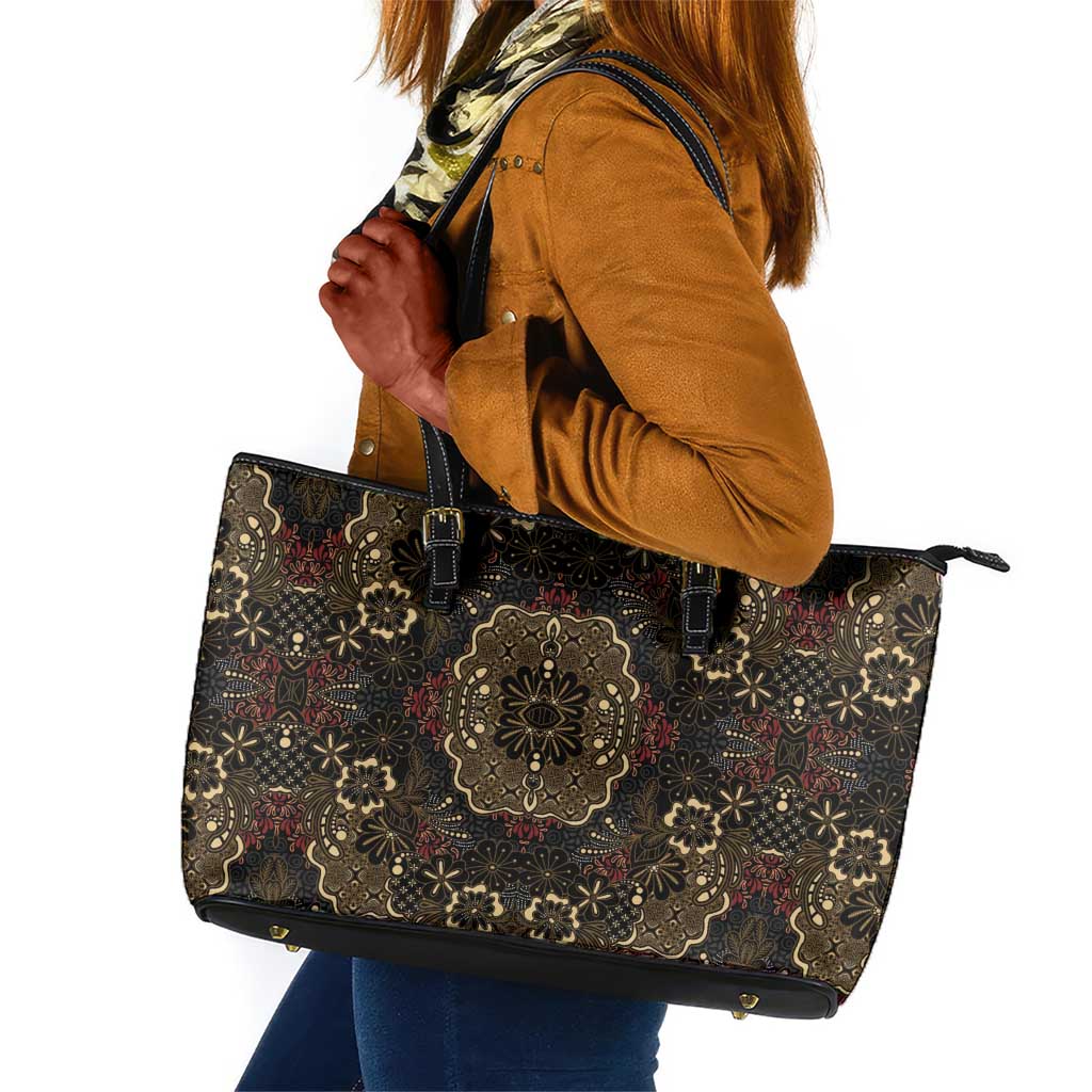 Indonesia Javanese Batik Nelson Mandela Madiba Vintage Style Leather Tote Bag - African Pride