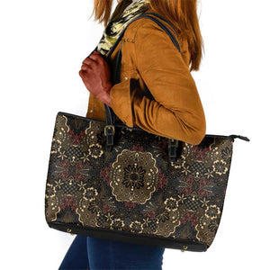 Indonesia Javanese Batik Nelson Mandela Madiba Vintage Style Leather Tote Bag - African Pride