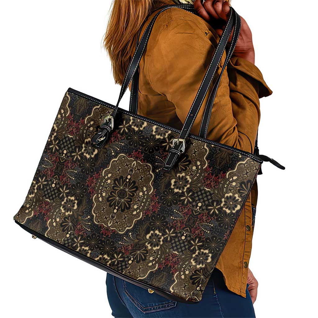 Indonesia Javanese Batik Nelson Mandela Madiba Vintage Style Leather Tote Bag - African Pride