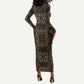 Indonesia Javanese Batik Nelson Mandela Madiba Vintage Style Long Sleeve Bodycon Dress - African Pride
