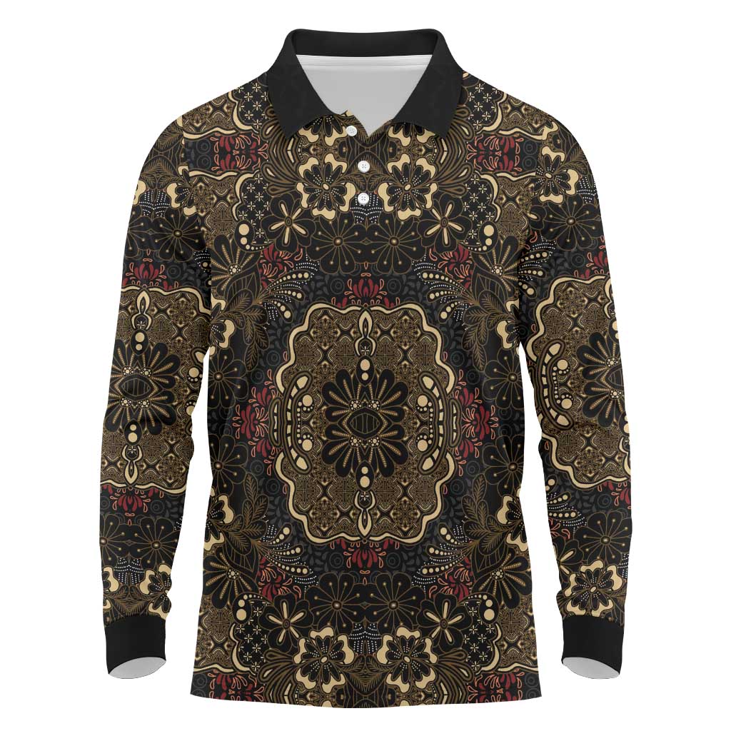 Indonesia Javanese Batik Nelson Mandela Madiba Vintage Style Long Sleeve Polo Shirt - African Pride