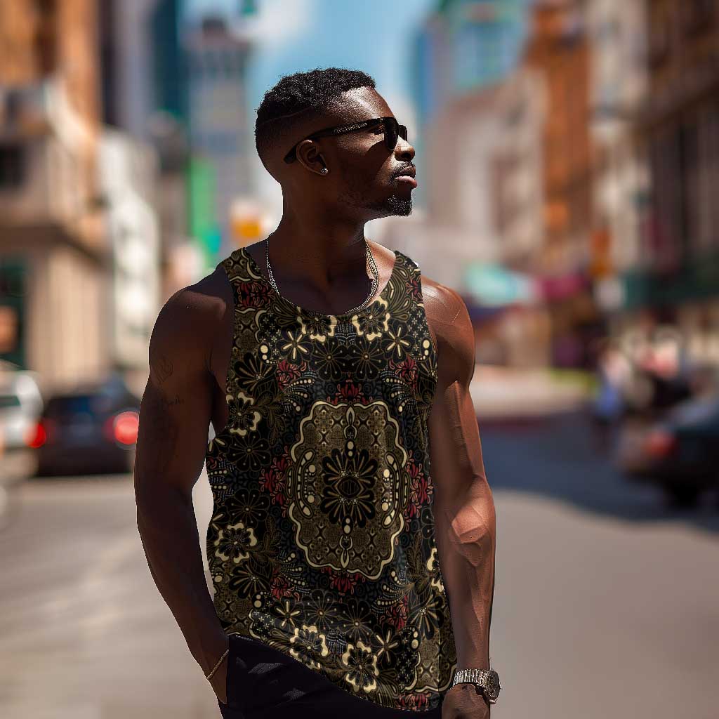 Indonesia Javanese Batik Nelson Mandela Madiba Vintage Style Men Tank Top - African Pride