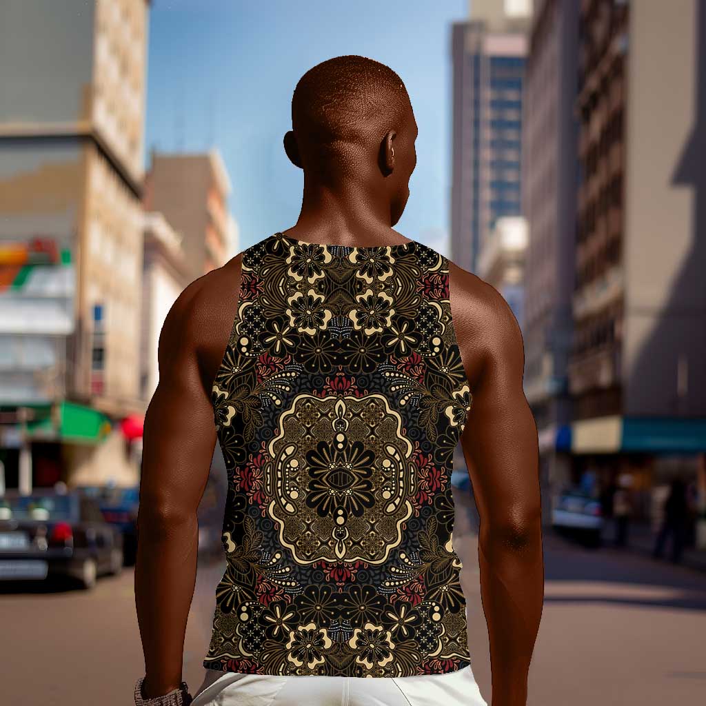 Indonesia Javanese Batik Nelson Mandela Madiba Vintage Style Men Tank Top - African Pride