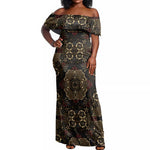Indonesia Javanese Batik Nelson Mandela Madiba Vintage Style Off Shoulder Maxi Dress - African Pride