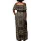 Indonesia Javanese Batik Nelson Mandela Madiba Vintage Style Off Shoulder Maxi Dress - African Pride