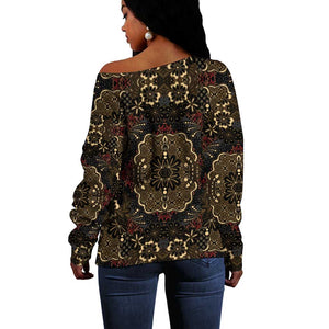 Indonesia Javanese Batik Nelson Mandela Madiba Vintage Style Off Shoulder Sweater - African Pride
