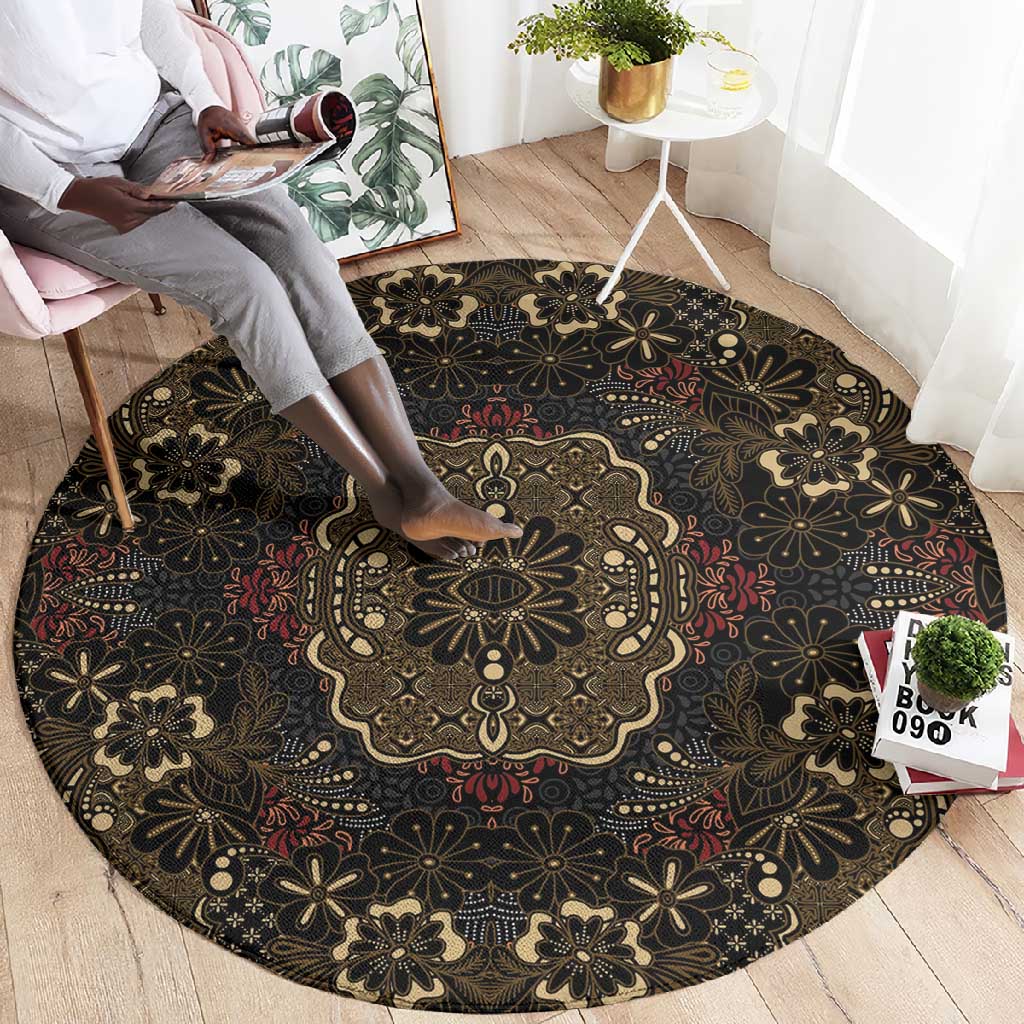 Indonesia Javanese Batik Nelson Mandela Madiba Vintage Style Round Carpet - African Pride