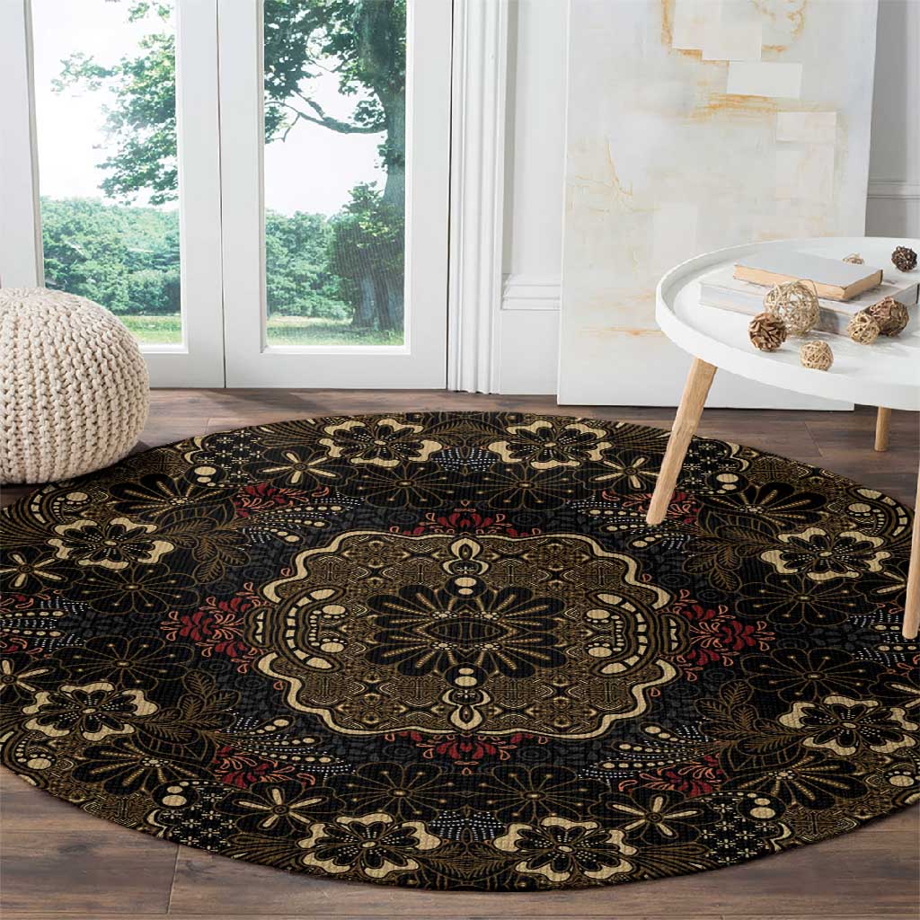 Indonesia Javanese Batik Nelson Mandela Madiba Vintage Style Round Carpet - African Pride