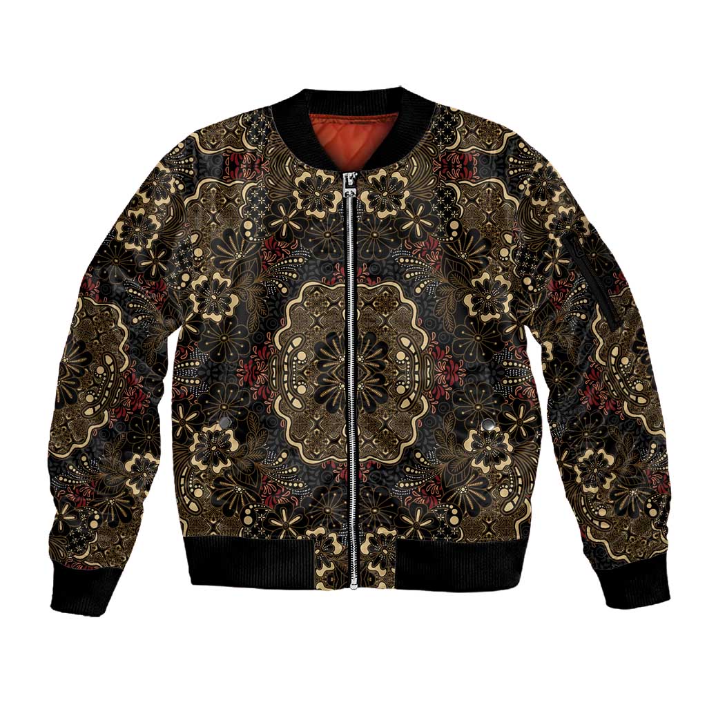 Indonesia Javanese Batik Nelson Mandela Madiba Vintage Style Sleeve Zip Bomber Jacket - African Pride