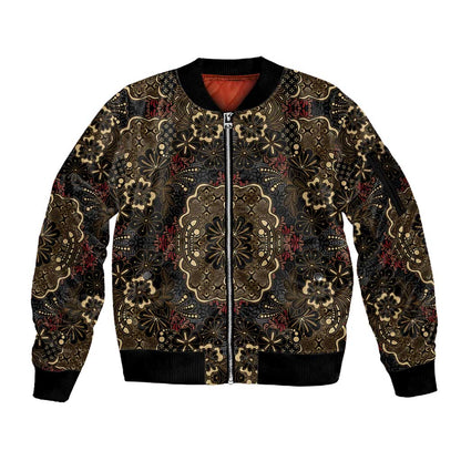 Indonesia Javanese Batik Nelson Mandela Madiba Vintage Style Sleeve Zip Bomber Jacket - African Pride
