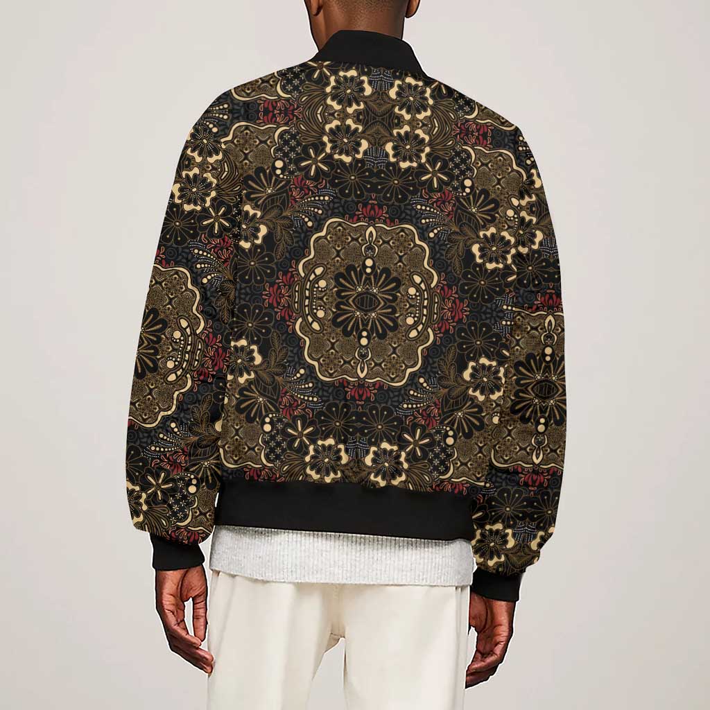 Indonesia Javanese Batik Nelson Mandela Madiba Vintage Style Sleeve Zip Bomber Jacket - African Pride