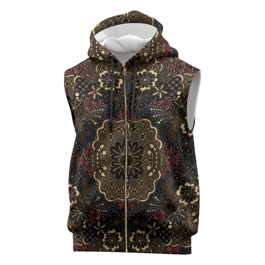 Indonesia Javanese Batik Nelson Mandela Madiba Vintage Style Sleeveless Zip Hoodie - African Pride