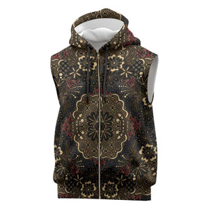 Indonesia Javanese Batik Nelson Mandela Madiba Vintage Style Sleeveless Zip Hoodie - African Pride