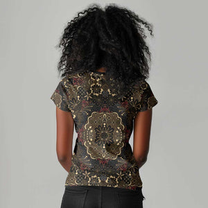 Indonesia Javanese Batik Nelson Mandela Madiba Vintage Style Women V-Neck T-Shirt - African Pride