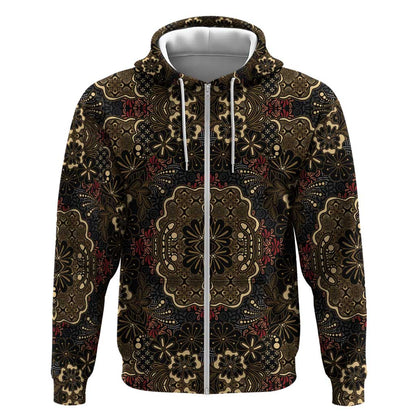 Indonesia Javanese Batik Nelson Mandela Madiba Vintage Style Zip Hoodie - African Pride