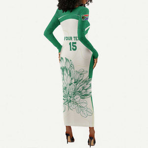 Custom South Africa Cricket Long Sleeve Bodycon Dress We Are Champions - African Pride