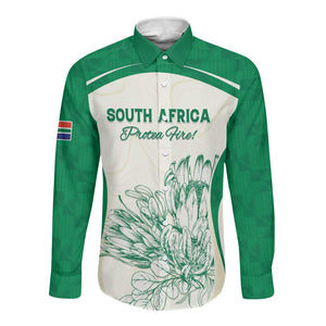 Custom South Africa Cricket Long Sleeve Button Shirt We Are Champions - African Pride