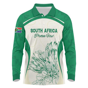 Custom South Africa Cricket Long Sleeve Polo Shirt We Are Champions - African Pride