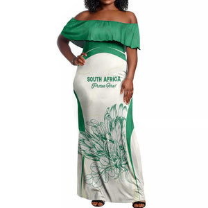 Custom South Africa Cricket Off Shoulder Maxi Dress We Are Champions - African Pride