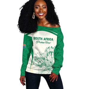Custom South Africa Cricket Off Shoulder Sweater We Are Champions - African Pride