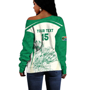 Custom South Africa Cricket Off Shoulder Sweater We Are Champions - African Pride