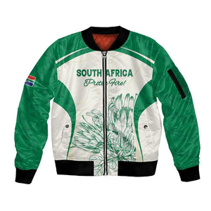 Custom South Africa Cricket Sleeve Zip Bomber Jacket We Are Champions - African Pride