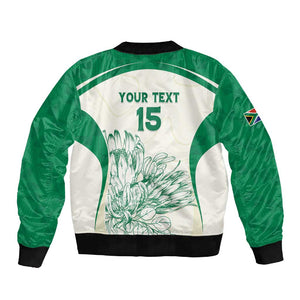Custom South Africa Cricket Sleeve Zip Bomber Jacket We Are Champions - African Pride