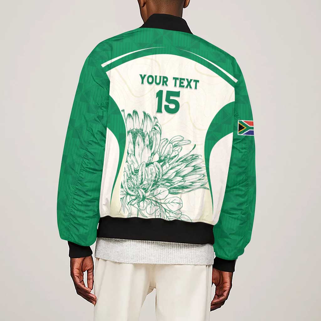 Custom South Africa Cricket Sleeve Zip Bomber Jacket We Are Champions - African Pride