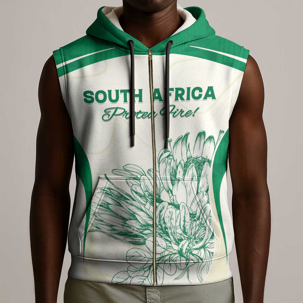 Custom South Africa Cricket Sleeveless Zip Hoodie We Are Champions - African Pride