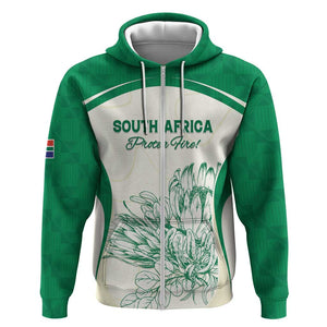 Custom South Africa Cricket Zip Hoodie We Are Champions - African Pride