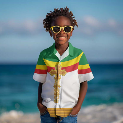 Meskel Ethiopia Kid Hawaiian Shirt True Cross - African Pride